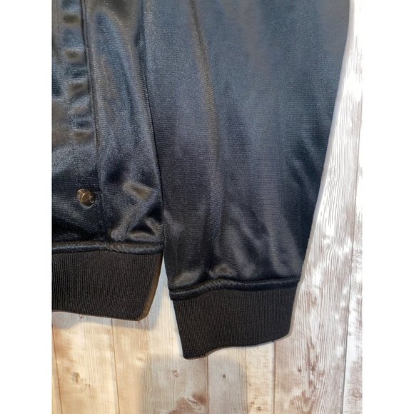 Men's Black Full Zip Coogi Signature Bomber Patch Jacket Coat Size XL Satin Feel - Picture 3 of 15